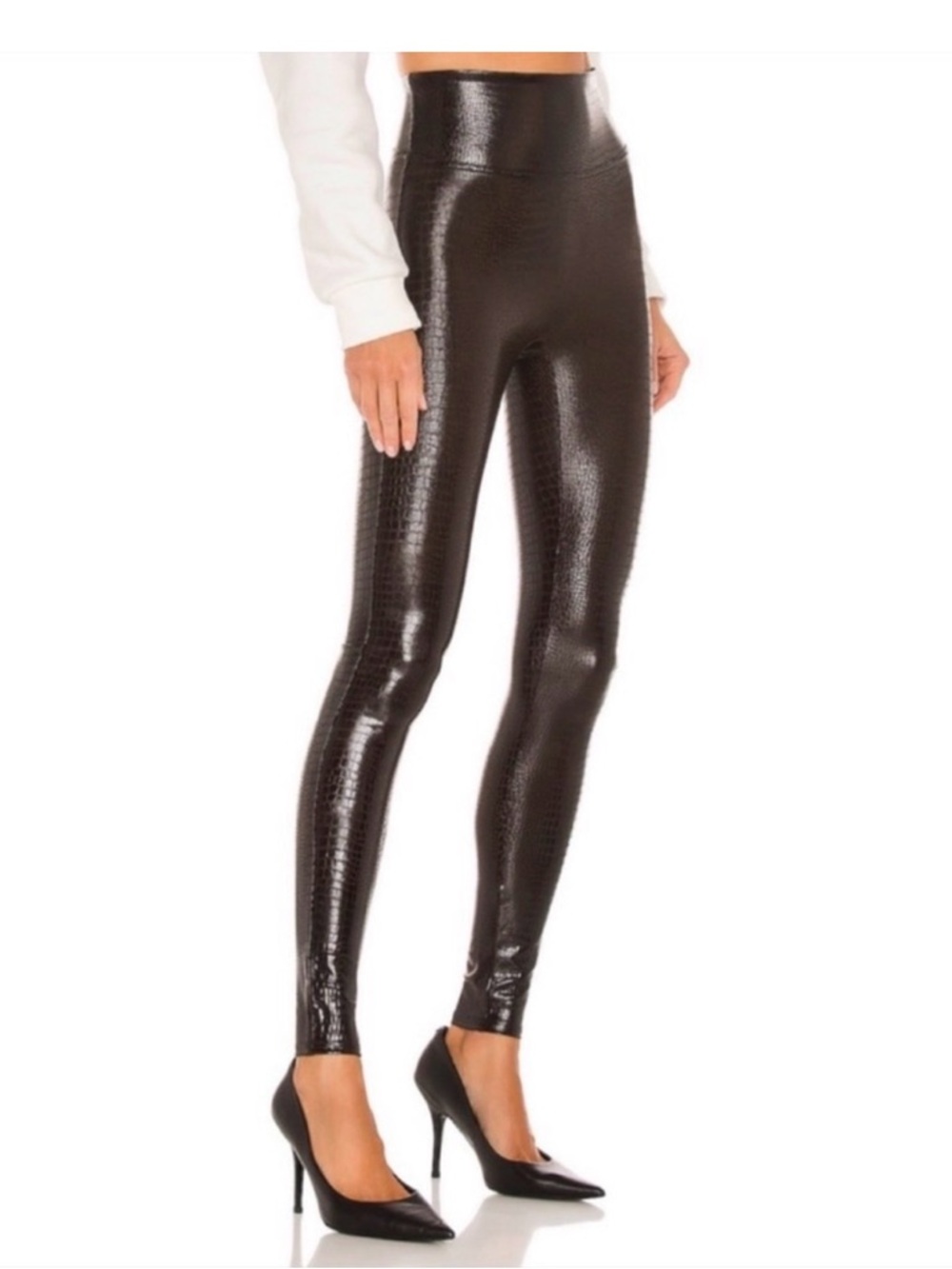 Spanxs Croc-Embossed Black Leggings